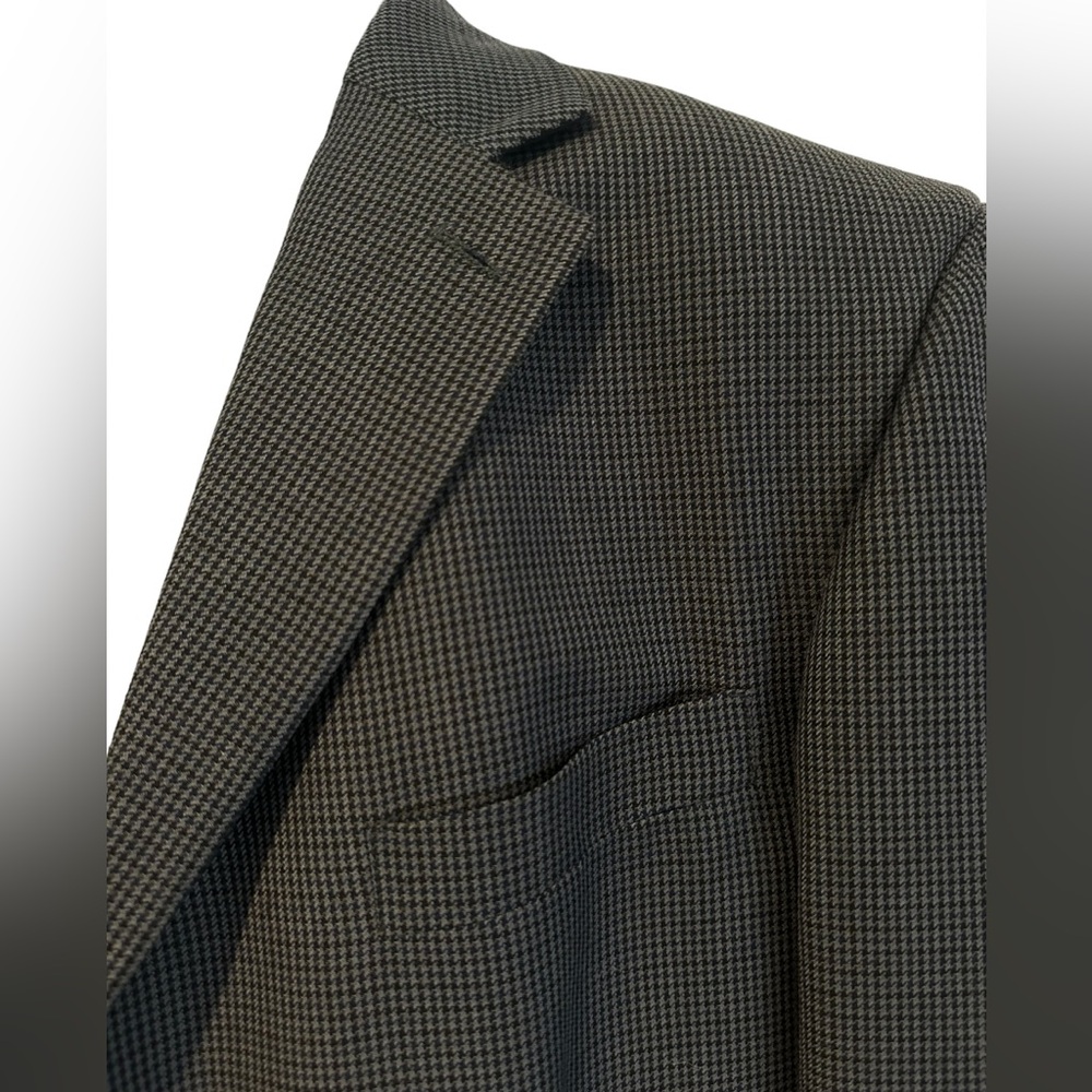 NÁUTICA MENS BLAZER‎ BLUE BLACK HOUNDSTOOTH CHECK WOOL SPORT COAT 44L Long